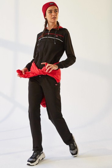 Tommy Life Hooded Black Women's Tracksuits - Thumbnail