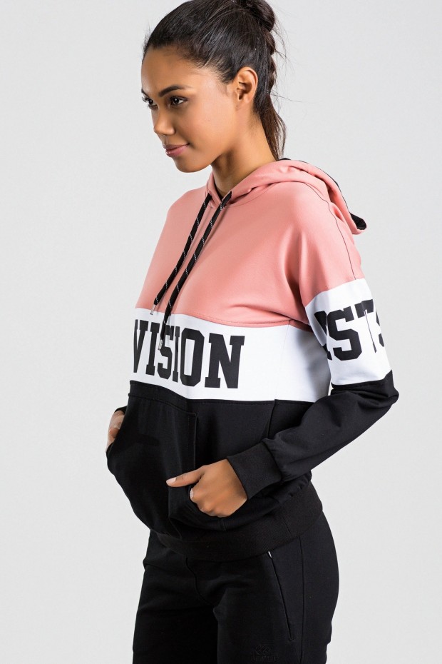 Tommy Life Printed Front Black-Powder Women's Tracksuits