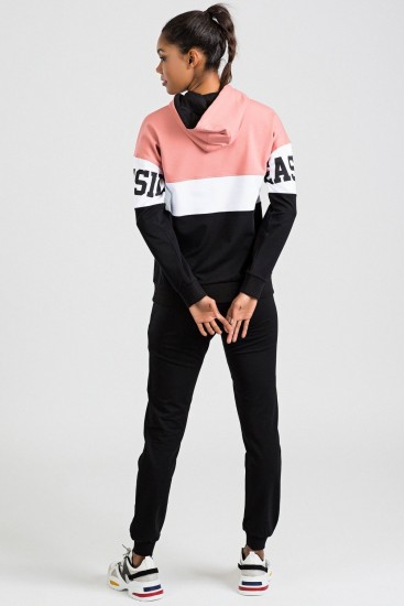 Tommy Life Printed Front Black-Powder Women's Tracksuits - Thumbnail