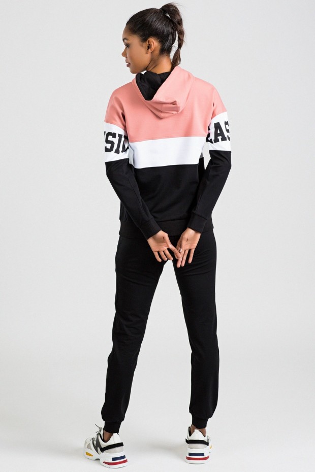 Tommy Life Printed Front Black-Powder Women's Tracksuits