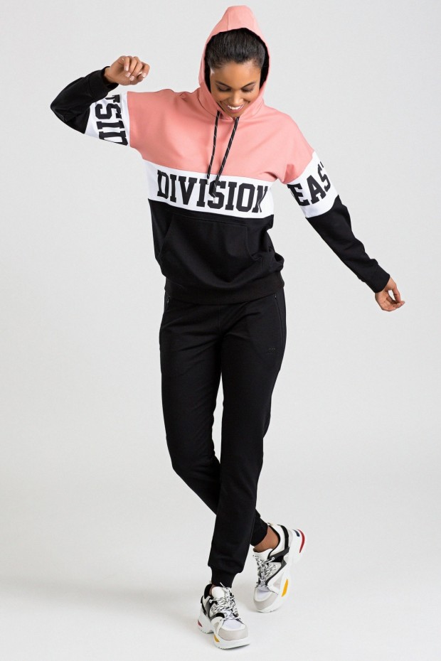 Tommy Life Printed Front Black-Powder Women's Tracksuits