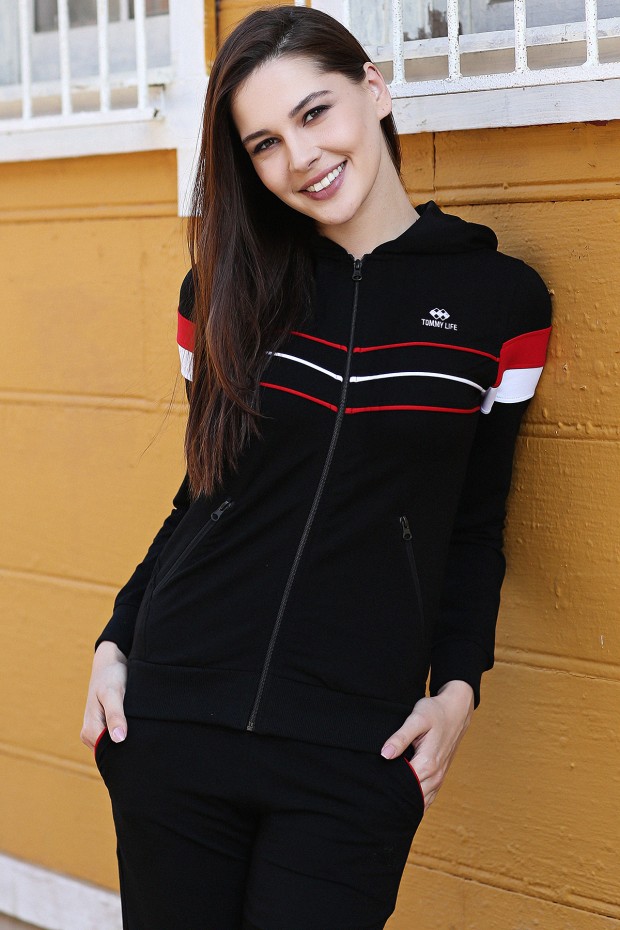 Tommy Life Striped Navy Blue Women's Tracksuits