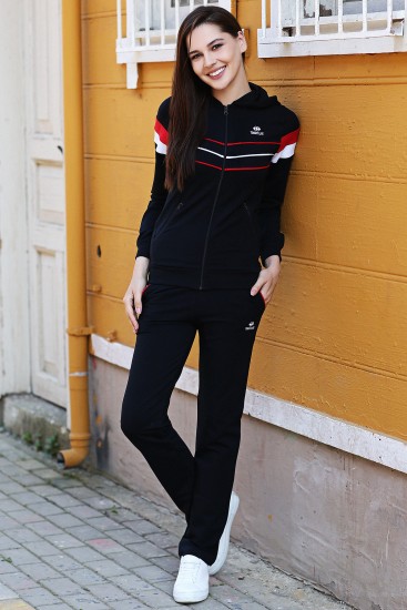 Tommy Life Striped Navy Blue Women's Tracksuits - Thumbnail