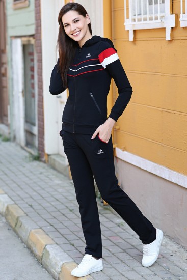 Tommy Life Striped Navy Blue Women's Tracksuits - Thumbnail
