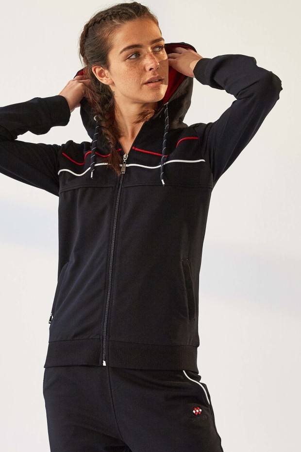 Tommy Life Hooded Navy Blue Women's Tracksuits