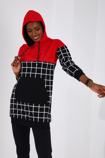 Tommy Life Hooded Graphic Detailed Navy Blue-Red Women's Tracksuits - Thumbnail