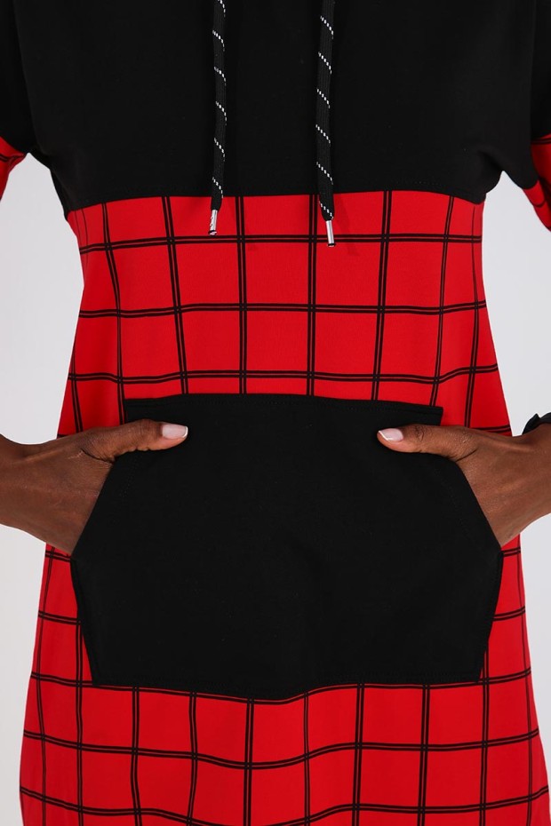 Tommy Life Hooded Graphic Detailed Red-Black Women's Tracksuits