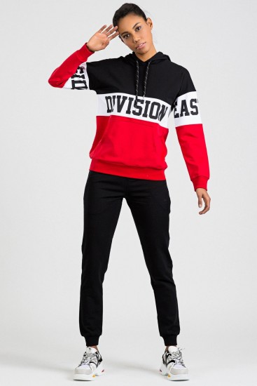 Tommy Life Printed Front Red-Black Women's Tracksuits - Thumbnail
