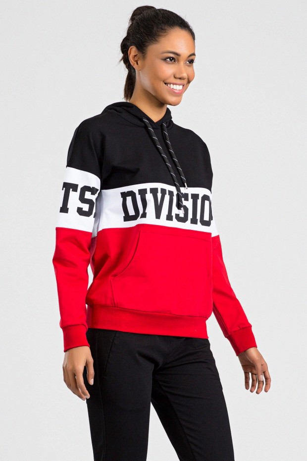 Tommy Life Printed Front Red-Black Women's Tracksuits