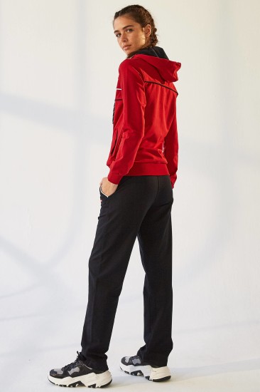 Tommy Life Hooded Red-Navy Blue Women's Tracksuits - Thumbnail