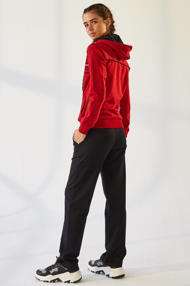 Tommy Life Hooded Red-Navy Blue Women's Tracksuits