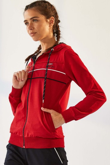 Tommy Life Hooded Red-Navy Blue Women's Tracksuits - Thumbnail