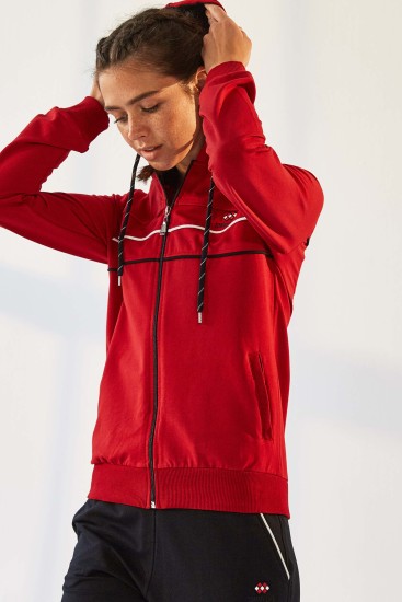 Tommy Life Hooded Red-Navy Blue Women's Tracksuits - Thumbnail