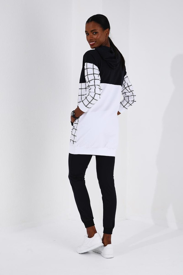 Tommy Life Hooded Graphic Detailed White-Navy Blue Women's Tracksuits