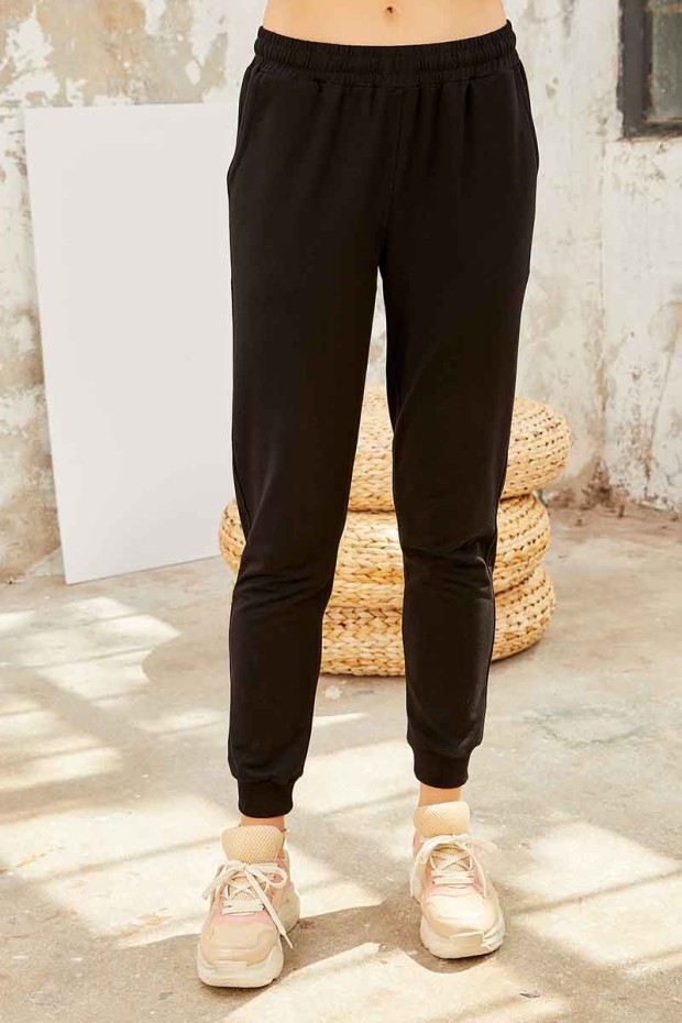 Tommy Life Graphics Embroidered Black-Powder Women's Tunic Tracksuit