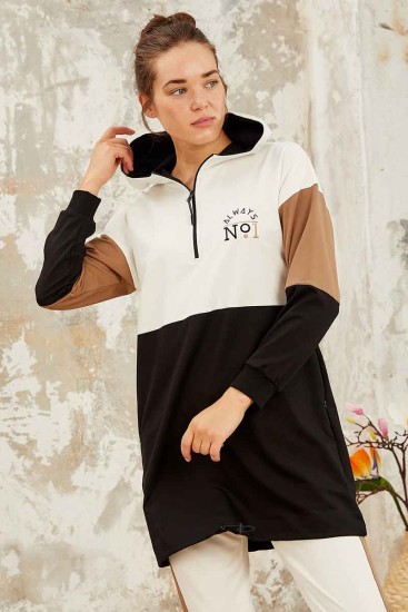 Tommy Life 3 Colour Hooded Ecru Women's Tunic Tracksuit - Thumbnail