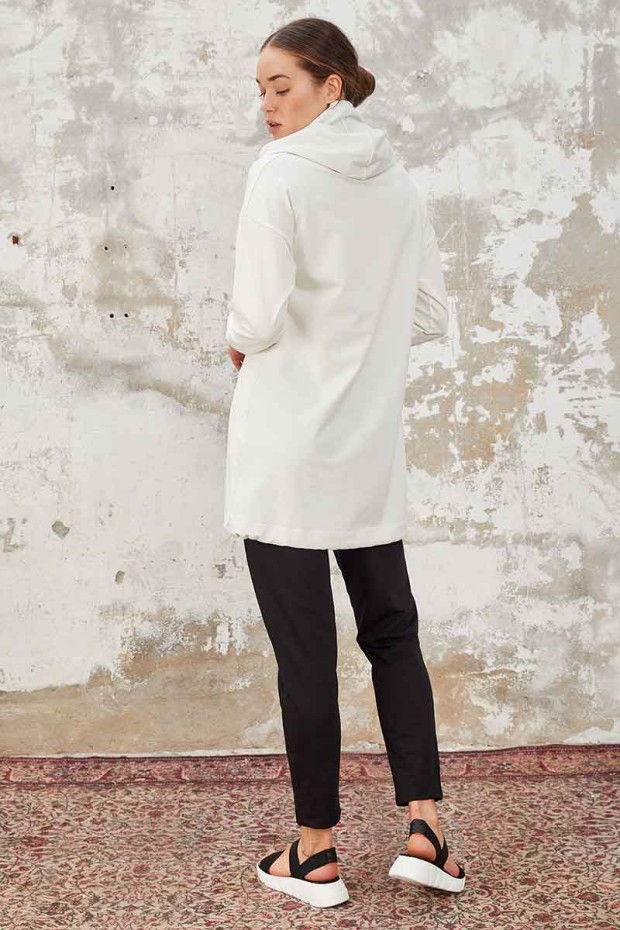 Tommy Life Kangaroo Pocket Hooded Ecru-Earthlike Women's Tunic Tracksuit