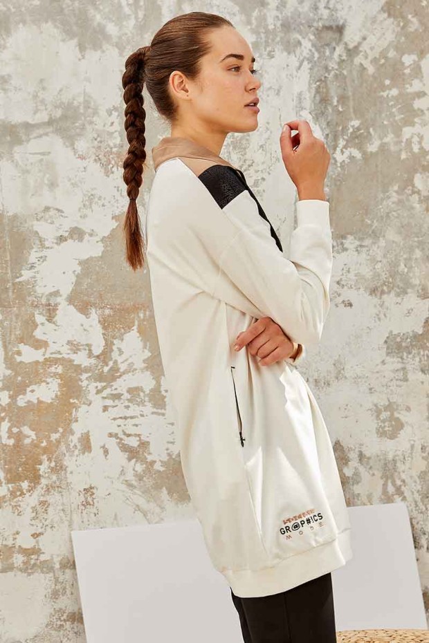 Tommy Life Graphics Embroidered Ecru-Earthlike Women's Tunic Tracksuit