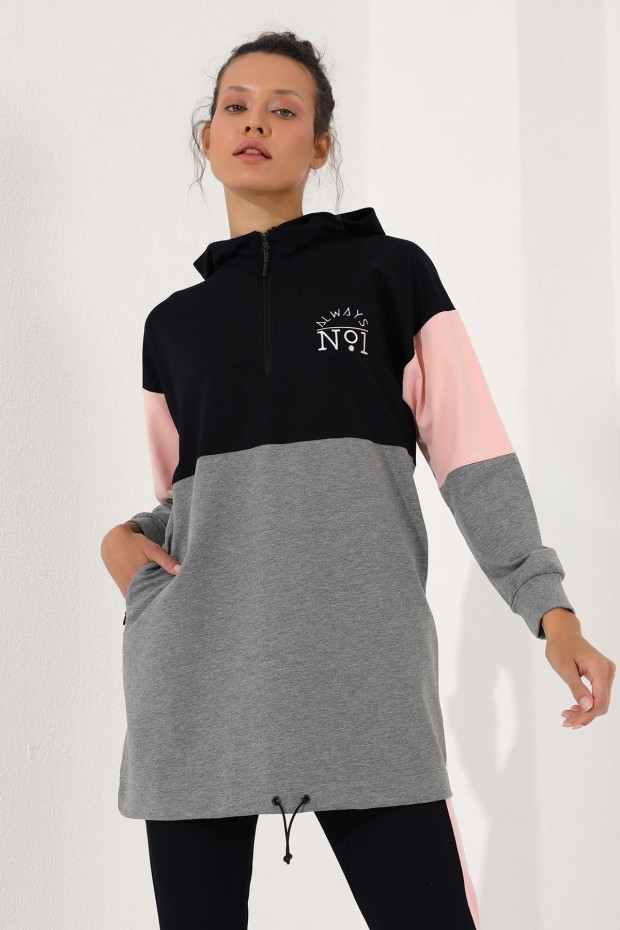 Tommy Life 3 Colour Hooded Navy Blue Women's Tunic Tracksuit