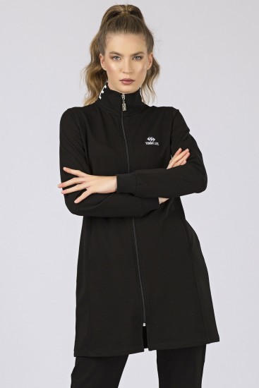 Tommy Life Printed Collar Black Women's Tunic Tracksuits - Thumbnail