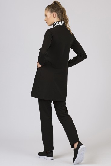Tommy Life Printed Collar Black Women's Tunic Tracksuits - Thumbnail