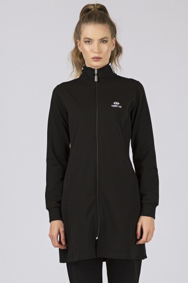 Tommy Life Printed Collar Black Women's Tunic Tracksuits - Thumbnail