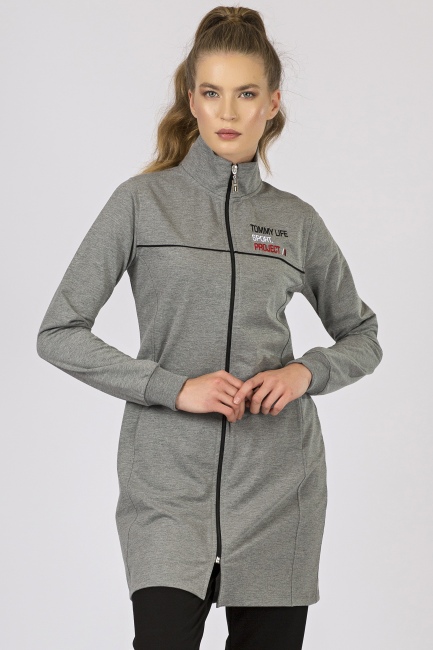 Tommy Life Sport Project Printed Grey Melange-Black Women's Tunic Tracksuits - Thumbnail