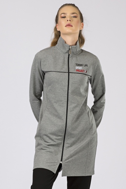 Tommy Life Sport Project Printed Grey Melange-Black Women's Tunic Tracksuits - Thumbnail