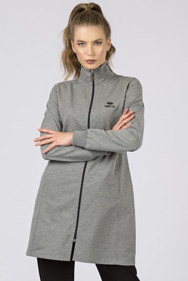 Tommy Life Printed Collar Grey Melange-Black Women's Tunic Tracksuits - Thumbnail