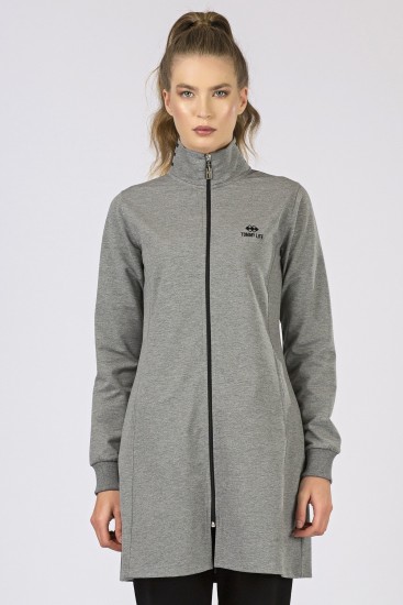 Tommy Life Printed Collar Grey Melange-Black Women's Tunic Tracksuits - Thumbnail
