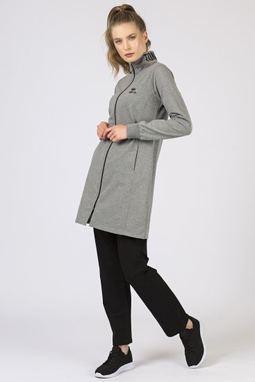 Tommy Life Printed Collar Grey Melange-Black Women's Tunic Tracksuits - Thumbnail