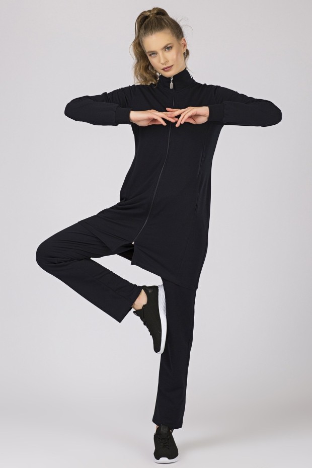Tommy Life Printed Collar Navy Blue Women's Tunic Tracksuits