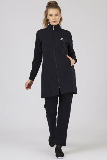 Tommy Life Printed Collar Navy Blue Women's Tunic Tracksuits - Thumbnail
