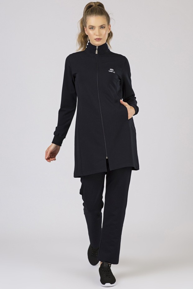 Tommy Life Printed Collar Navy Blue Women's Tunic Tracksuits
