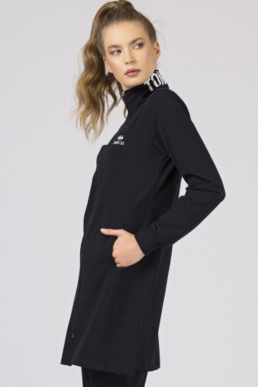 Tommy Life Printed Collar Navy Blue Women's Tunic Tracksuits - Thumbnail