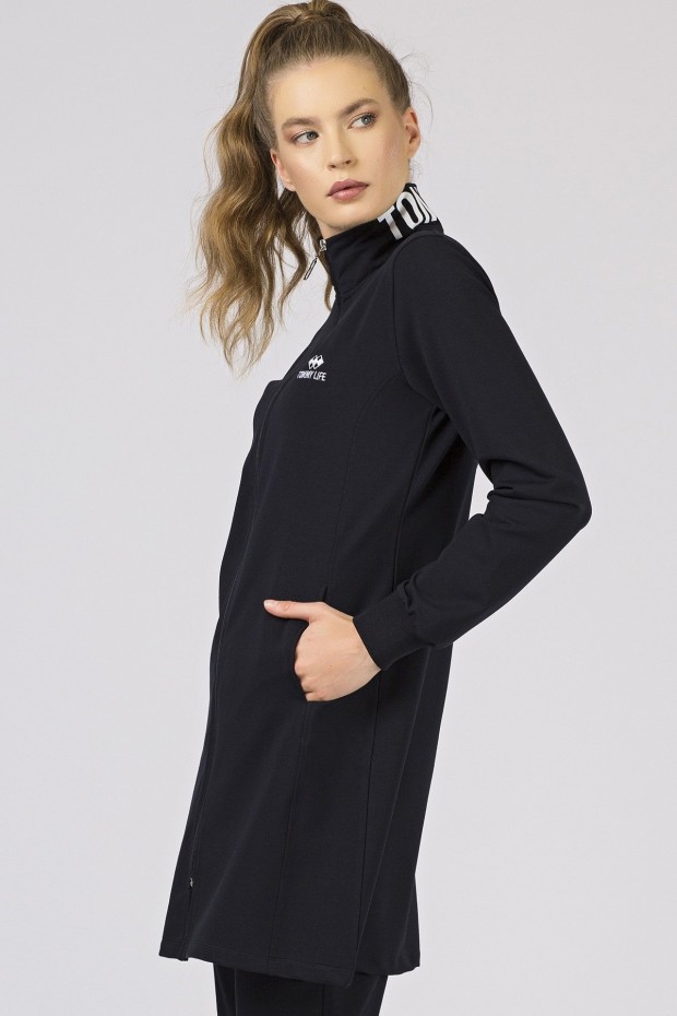 Tommy Life Printed Collar Navy Blue Women's Tunic Tracksuits