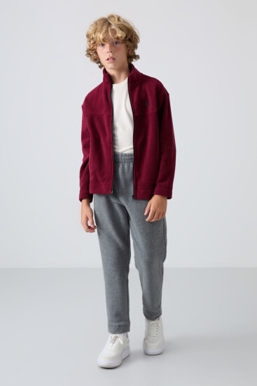 Erguvan Kalın Yumuşak Dokulu Standart Fit Nakışlı Polar Erkek Çocuk Sweatshirt - 11223 - TOMMYLIFE (1)