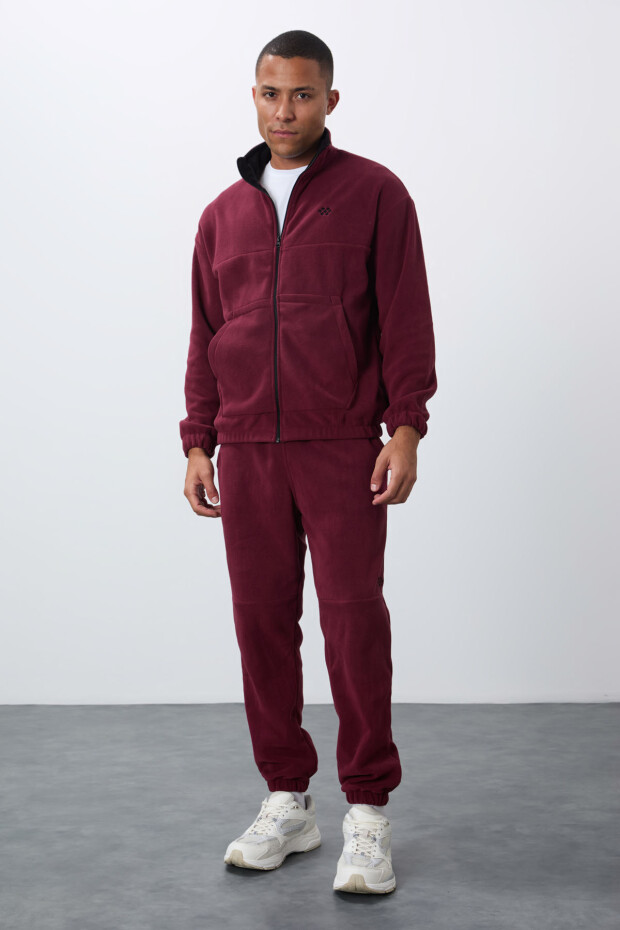 Erguvan Kalın Yumuşak Dokulu Comfort Fit Nakışlı Erkek Eşofman Takım - 85269 - 5
