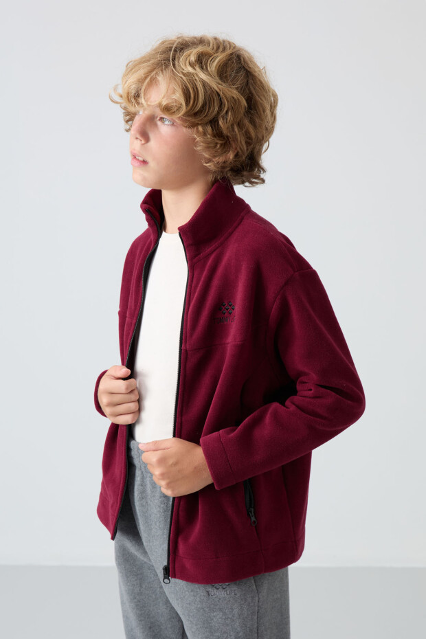 Erguvan Kalın Yumuşak Dokulu Standart Fit Nakışlı Polar Erkek Çocuk Sweatshirt - 11223 - 4