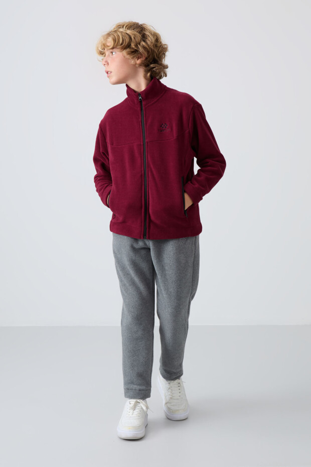 Erguvan Kalın Yumuşak Dokulu Standart Fit Nakışlı Polar Erkek Çocuk Sweatshirt - 11223 - 5