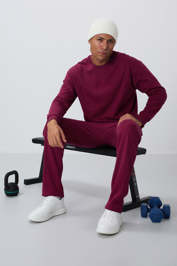 Erguvan Kompakt Pamuklu Kalın Pürüzsüz Dokulu O Yaka Comfort Fit Erkek Eşofman Takım -85263 - 1