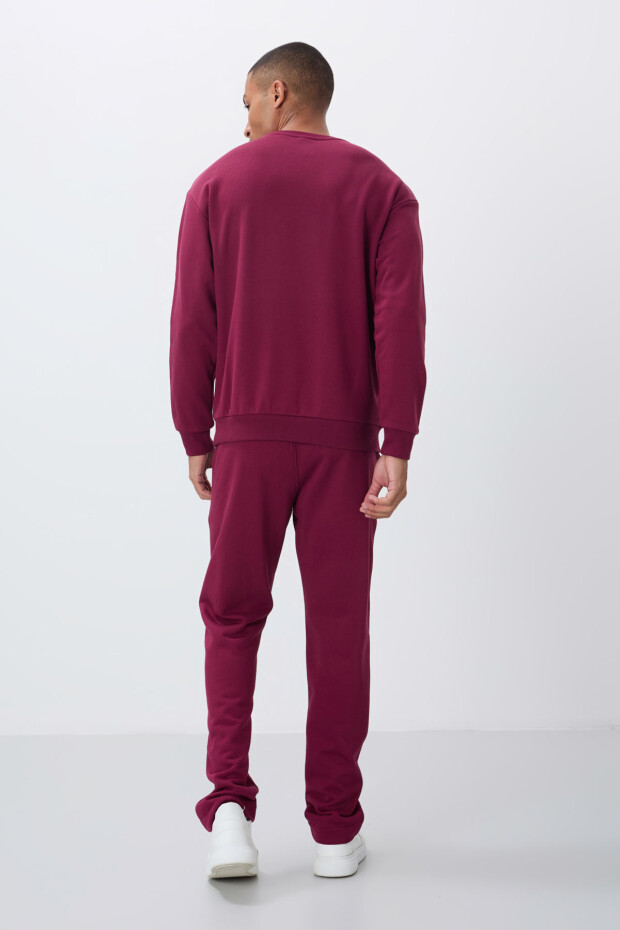 Erguvan Kompakt Pamuklu Kalın Pürüzsüz Dokulu O Yaka Comfort Fit Erkek Eşofman Takım -85263 - 7