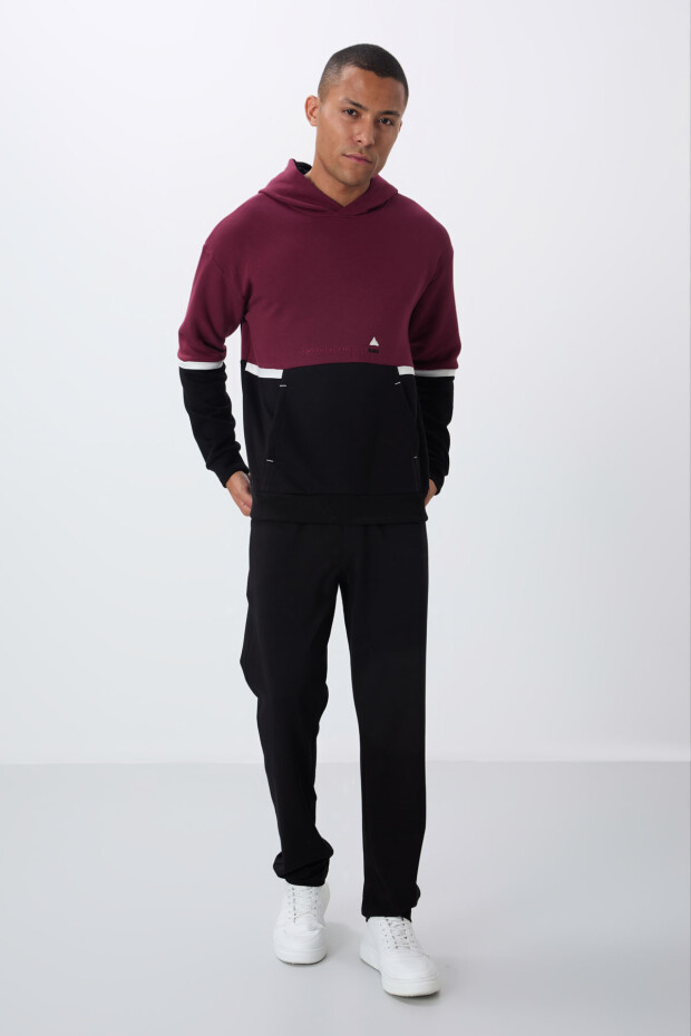 Erguvan Pamuklu Kalın İçi Tüylü Yumuşak Dokulu Comfort Fit Nakışlı Erkek Sweatshirt - 88417 - 3