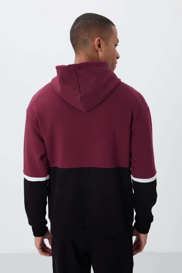 Erguvan Pamuklu Kalın İçi Tüylü Yumuşak Dokulu Comfort Fit Nakışlı Erkek Sweatshirt - 88417 - 5