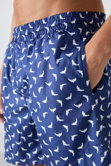 Balık Desenli Hızlı Kuruyan Standart Fit Erkek Deniz Şortu - 81267 - TOMMYLIFE (1)