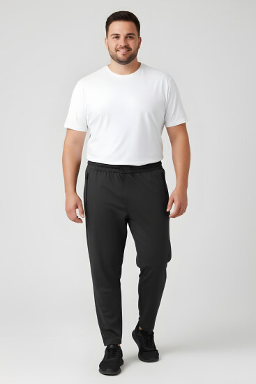 Antrasit Fermuarlı Klasik Paça Battal Büyük Beden Erkek Eşofman Altı - 84947 - TOMMYLIFE (1)