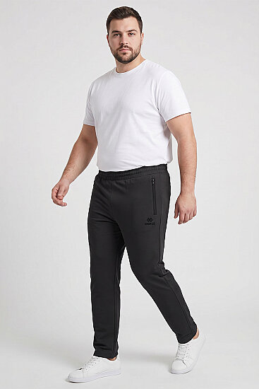 Antrasit Fermuarlı Klasik Paça Battal Büyük Beden Erkek Eşofman Altı - 84947 