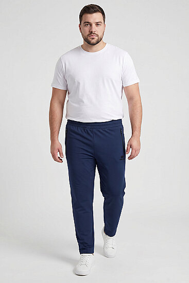 İndigo Fermuarlı Klasik Paça Battal Büyük Beden Erkek Eşofman Altı - 84947 