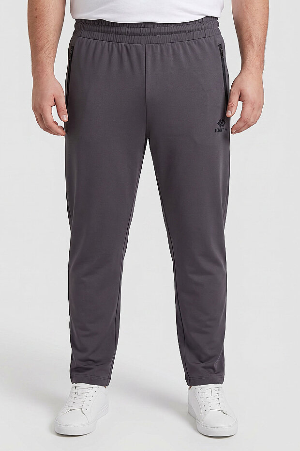 Koyu Gri Fermuarlı Klasik Paça Battal Büyük Beden Erkek Eşofman Altı - 84947 - 5