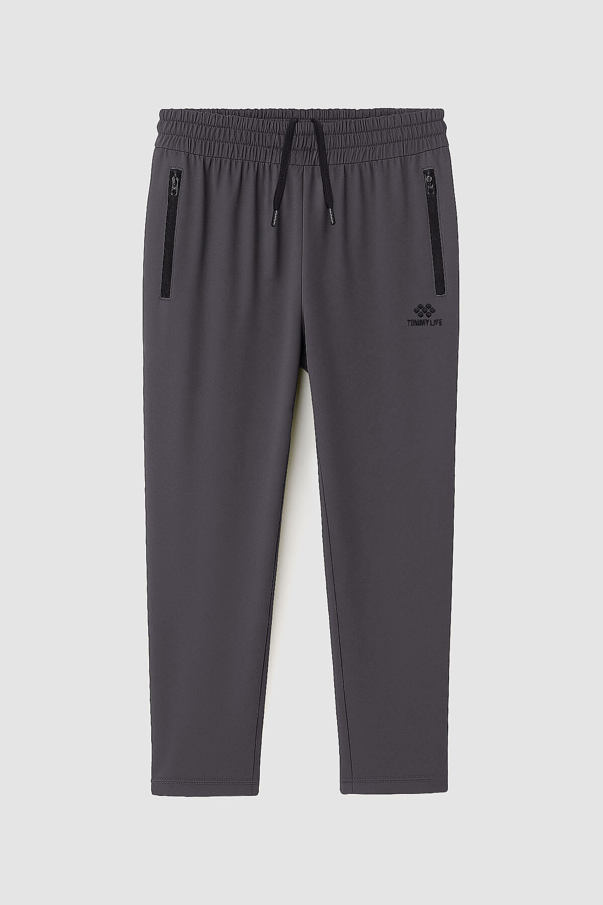 Koyu Gri Fermuarlı Klasik Paça Battal Büyük Beden Erkek Eşofman Altı - 84947 - TOMMYLIFE (1)